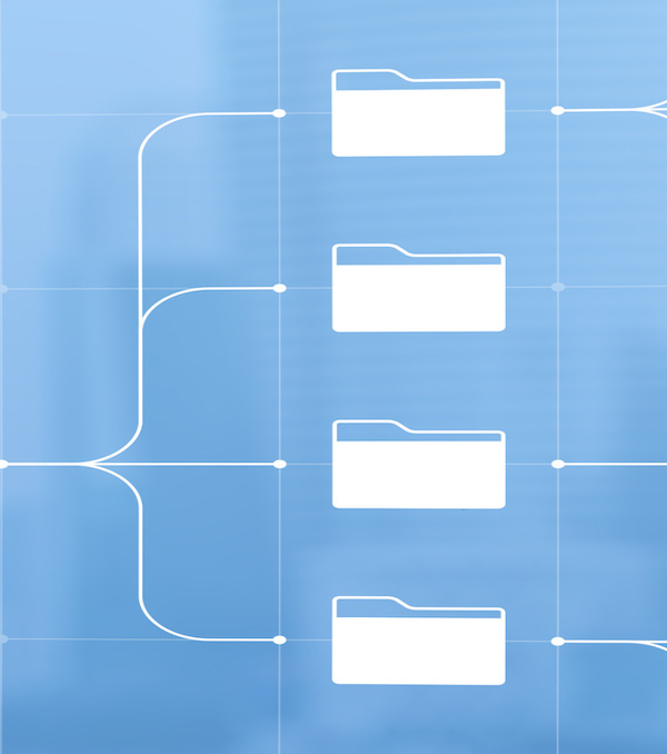 Document Management System (DMS) used to archive, search and manage corporate files and information in enterprise along business processes. Concept with manager looking at screen